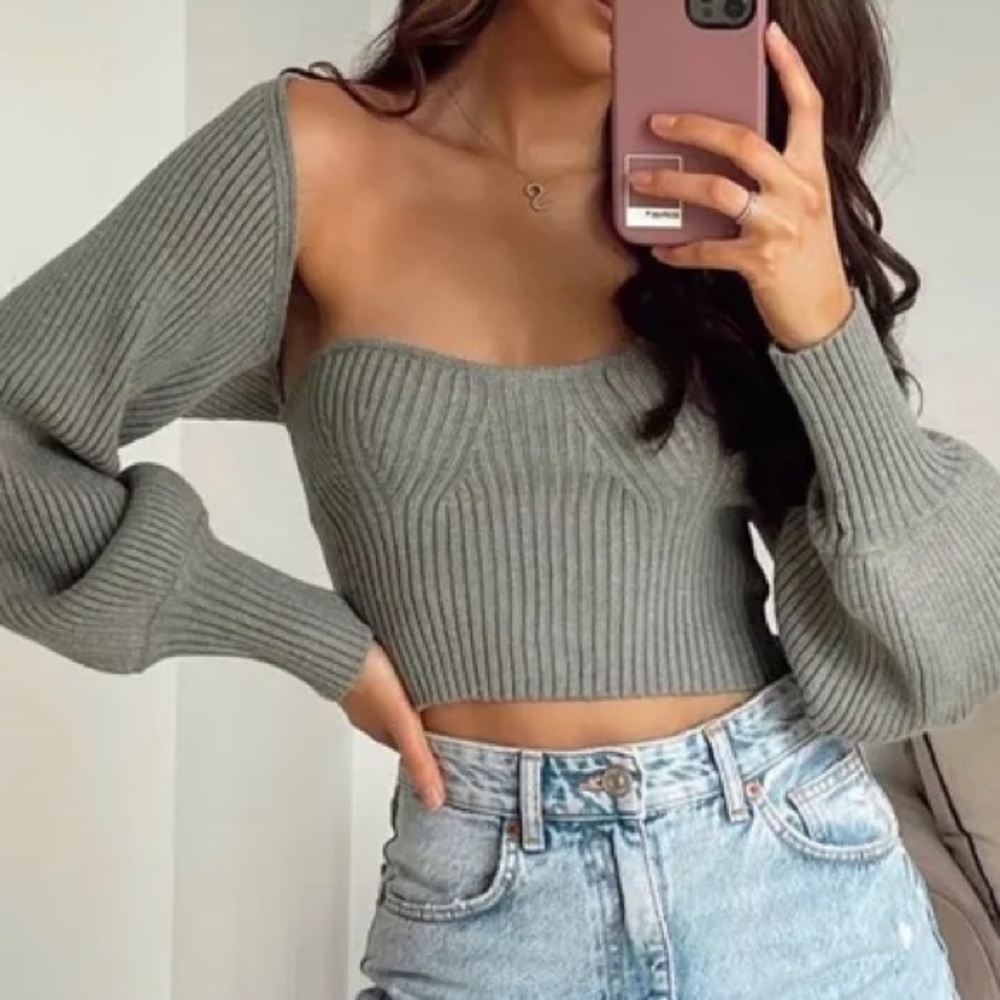 SHEIN Heather Gray Knit Sweater